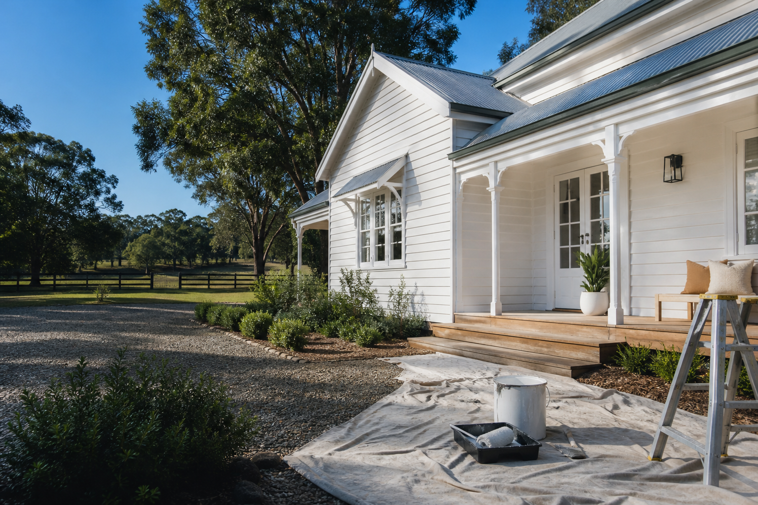 Freshly painted homestead exterior